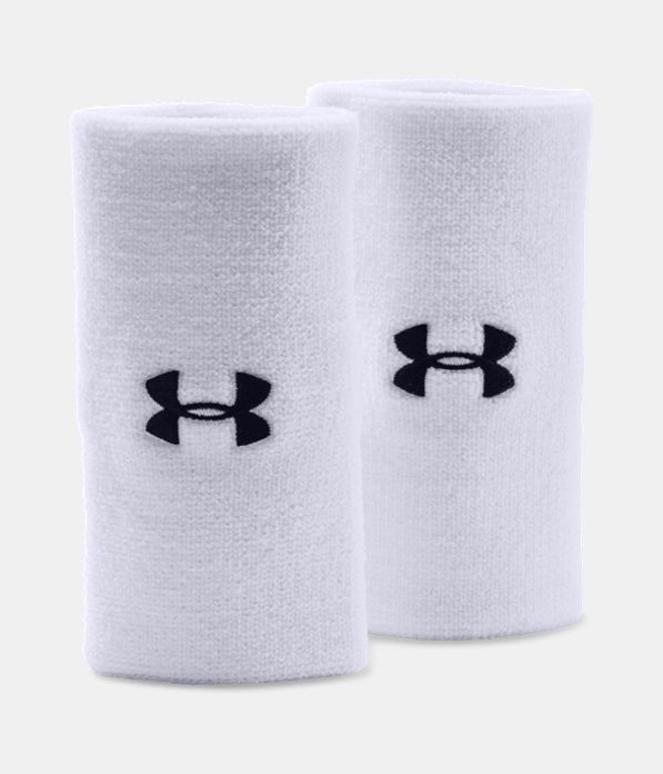 6" UA Performance Wristband 2-Pack, White,