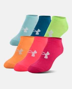 Women‘s UA Big Logo No-Show Socks – 6-Pack 8 Colors Available $20