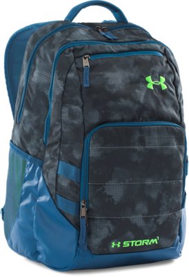 blue and green under armour backpack