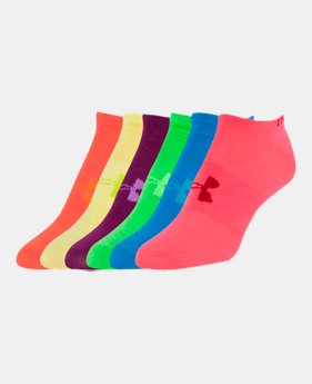 Girls’ UA Big Logo No Show Socks 6-Pack 2 Colors Available $14.25