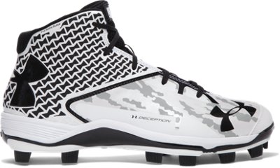 red and black under armour baseball cleats