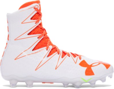 orange and white under armour football cleats