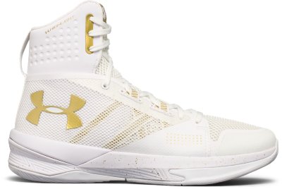 white and gold under armour volleyball shoes