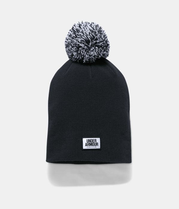 Women's UA Graphic Pom Beanie, Black ,