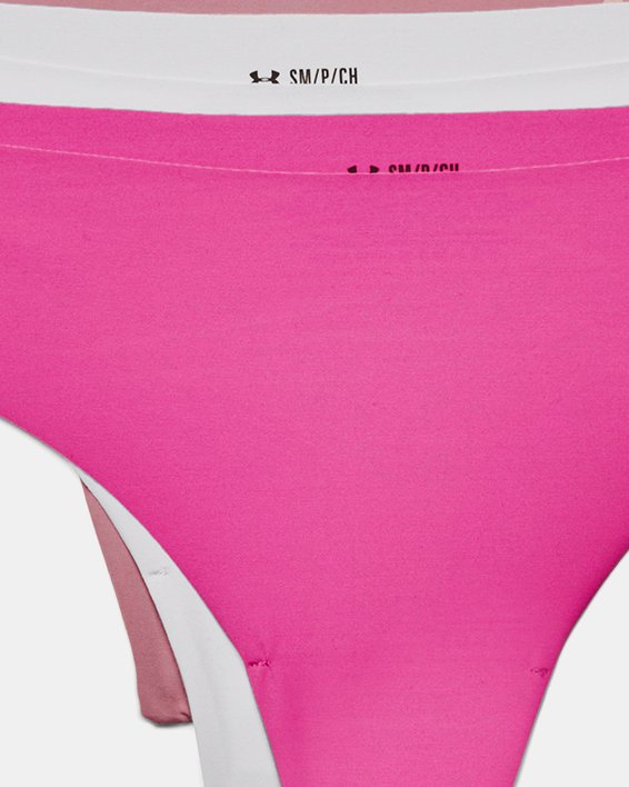 Women's UA Pure Stretch Thong 3-Pack in Pink image number 3