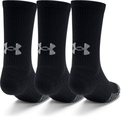 Paquete de tres pares de calcetines HeatGear&reg; Crew para j&oacute;venes, Black, pdpMainDesktop image number 2