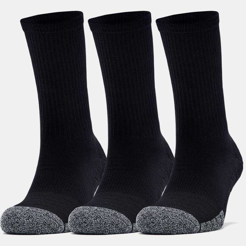 Adult HeatGear® Crew Socks 3-Pack Black / Black / Steel XL
