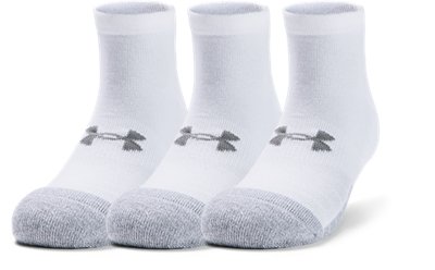 Erwachsenen HeatGear® Lo Cut Socken – 3er-Pack Weiß / Weiß / Stahl L