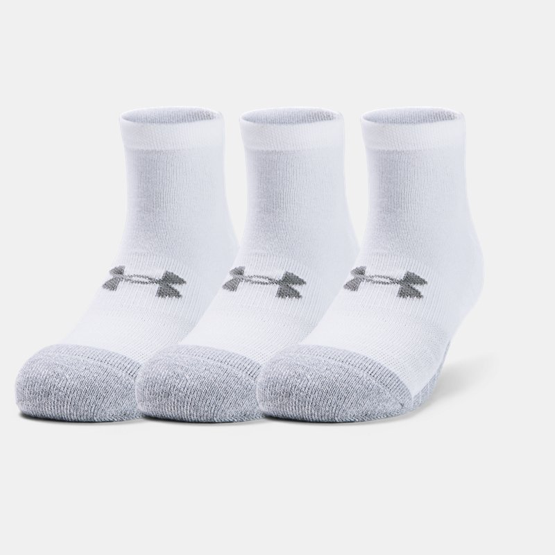 Adult HeatGear® Low Cut Socks 3-Pack White / White / Steel M
