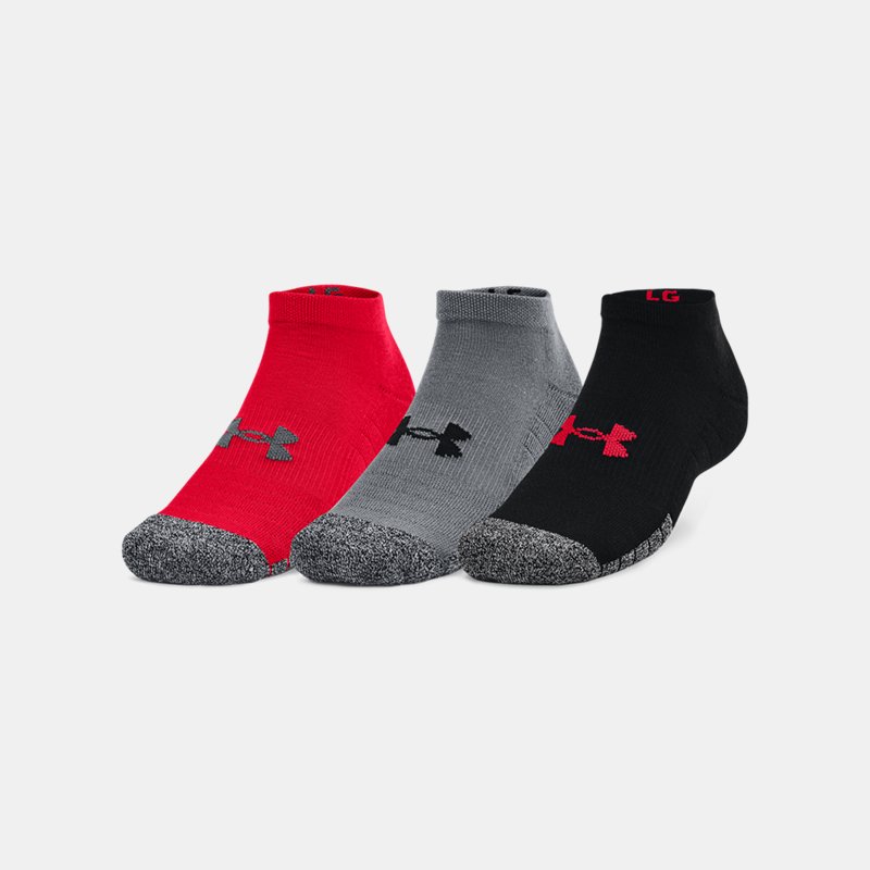 Adult HeatGear® Low Cut Socks 3-Pack Red / Pitch Gray / Pitch Gray XL