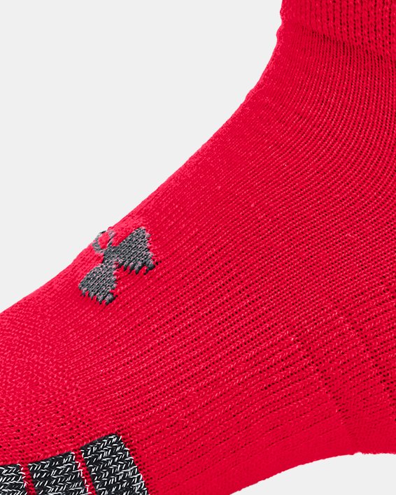 Adult HeatGear® Lo Cut Socks 3-Pack in Red image number 3