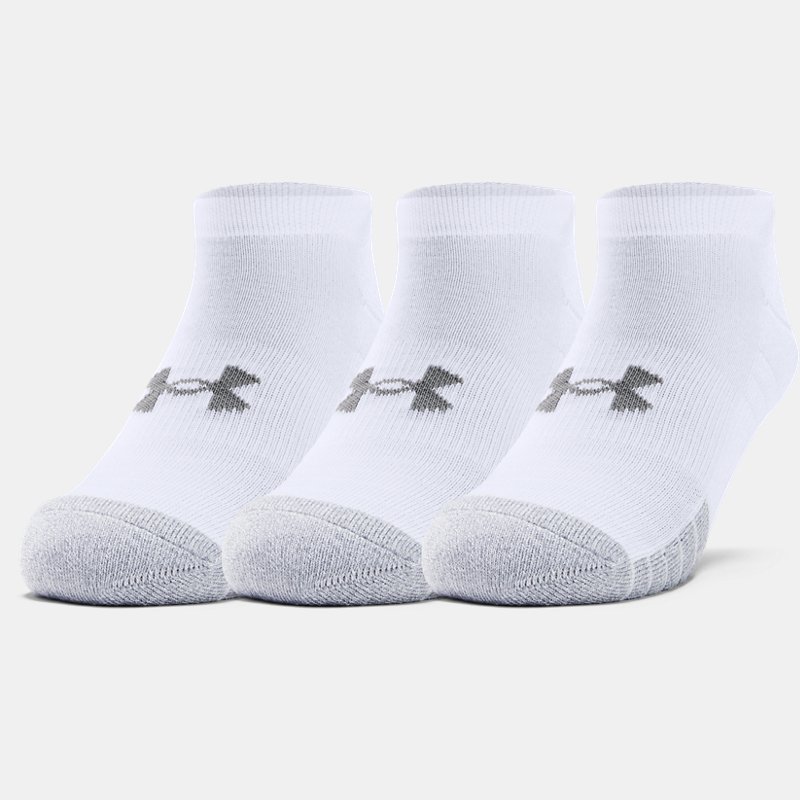 Adult HeatGear® No Show Socks 3-Pack White / White / Steel XL