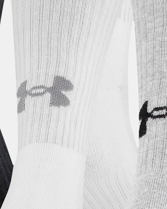 3-Pack UNDER ARMOUR UA Elevated CREW Socks WHITE Men's LARGE 