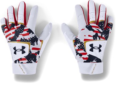 all white under armour batting gloves