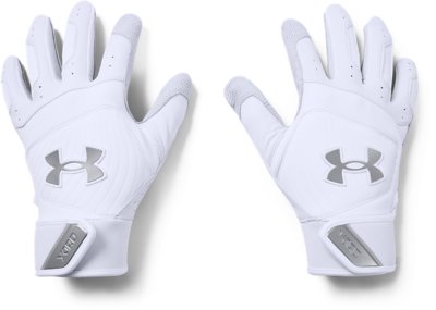 Details about   UNDER ARMOUR UA Yard White Grey Baseball Batting Gloves NEW Mens Sz S SM 