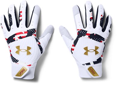 all white under armour batting gloves