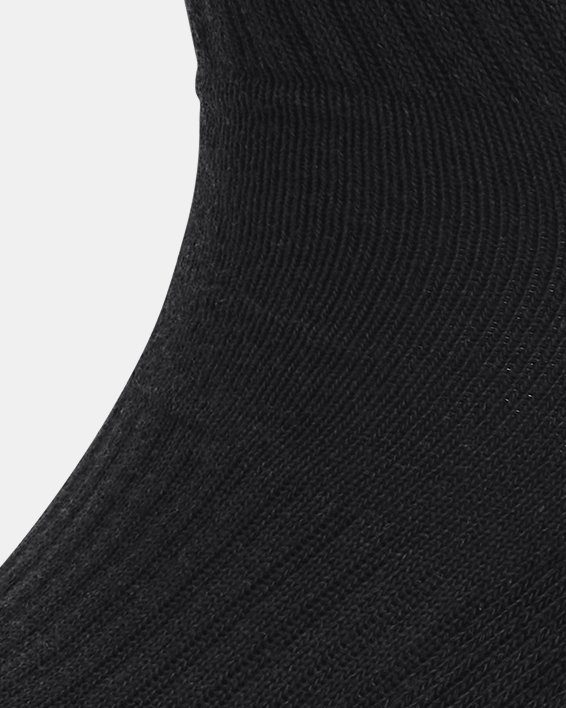 Unisex UA Core Quarter 3-Pack Socks in Black image number 3
