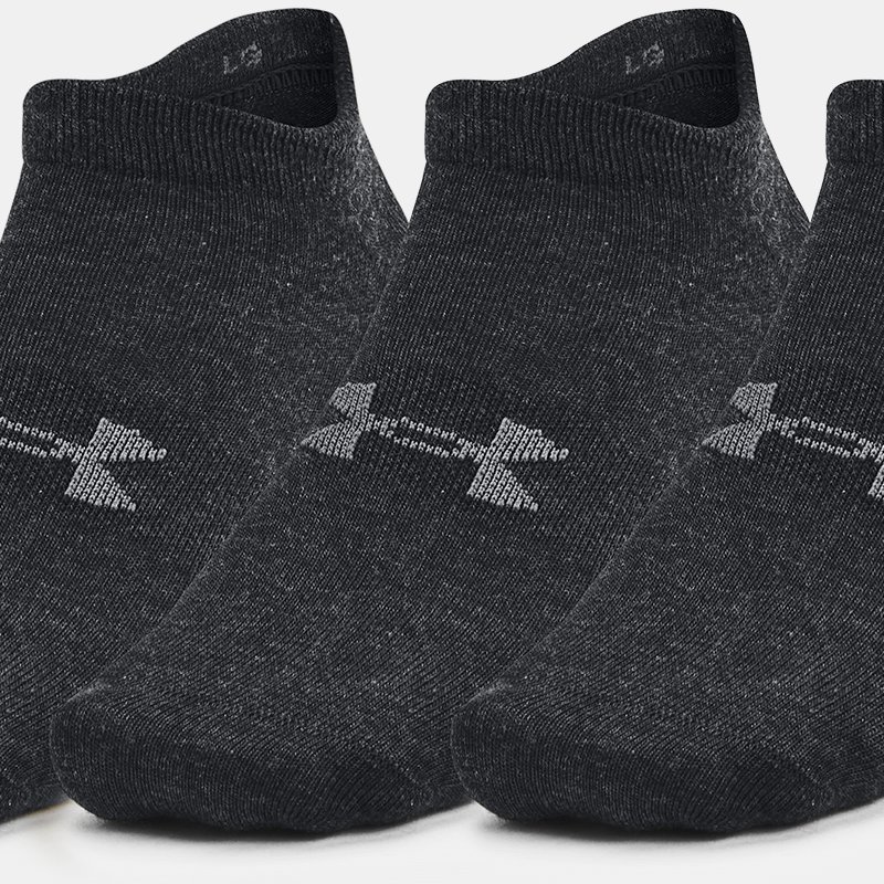Lot de 3 paires de chaussettes invisibles Under Armour Essential unisexes Noir / Noir / Pitch Gris XL