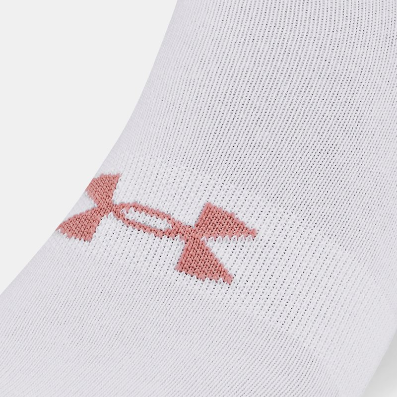 Unisex Under Armour Essential No Show 3-Pack Socks Pink Elixir / White / White XL