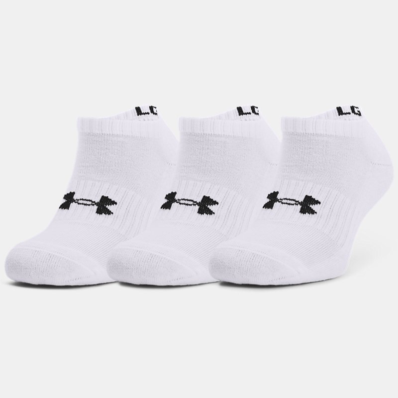 Unisex Under Armour Core No Show 3-Pack Socks White / White / Black L