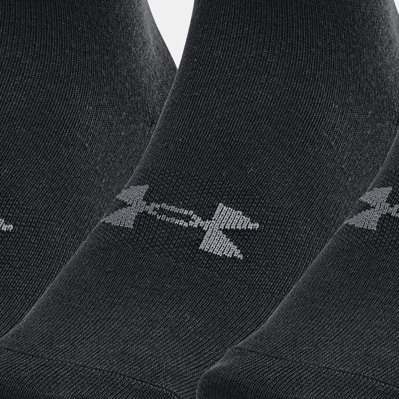 Unisex Under Armour Essential Low Cut Socks 3-Pack Black / Black / Pitch Gray XL