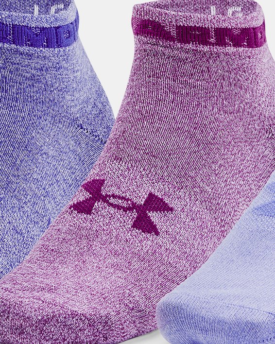 Unisex UA Essential Low Cut Socks 3-Pack in Purple image number 0