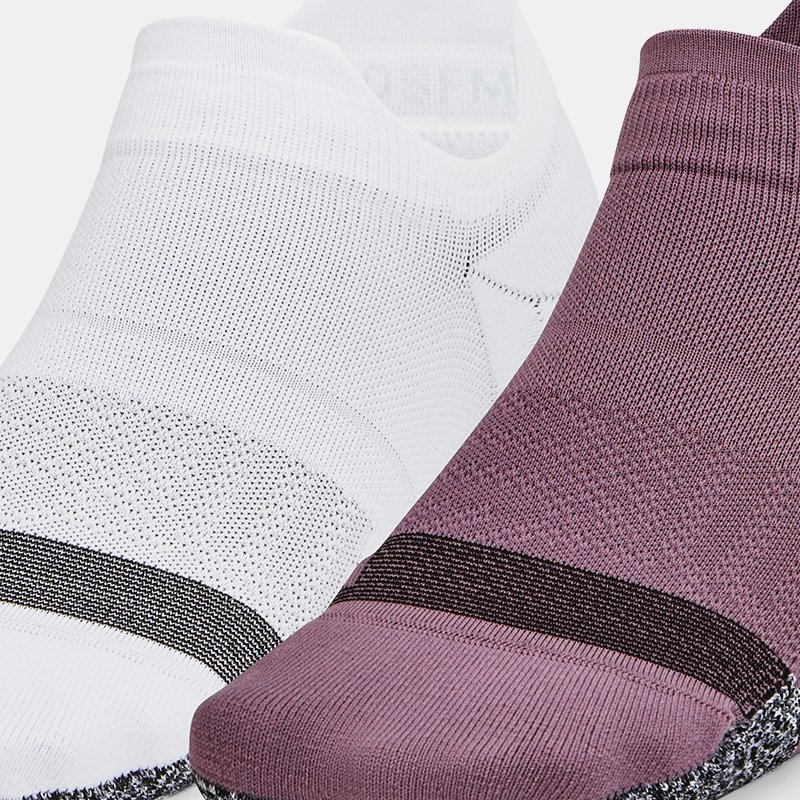 Women's Under Armour Breathe 2-Pack No Show Tab Socks Misty Purple / White / Halo Gray One Size