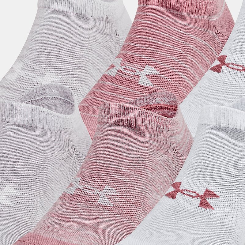 Unisex sokken Under Armour Essential No Show – 6 paar Roze Elixir / Roze Elixir / Halo Grijs XL