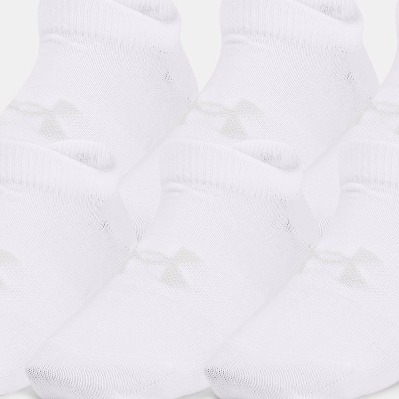 Kids' Under Armour Essential 6-Pack No Show Socks White / White / Halo Gray XS