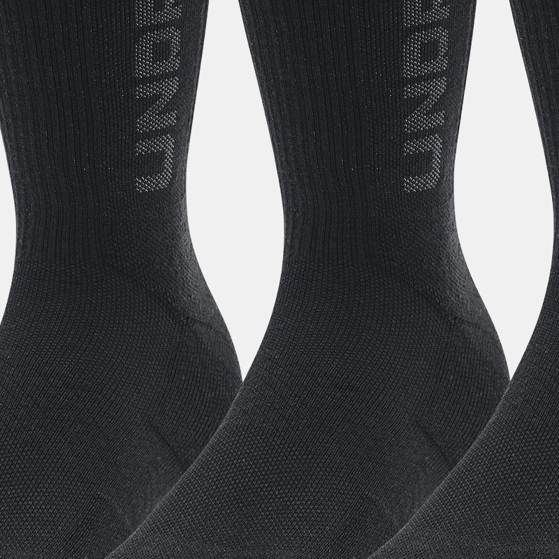 Unisex Under Armour 3-Maker 3-Pack Mid-Crew Socks Black / Black / Pitch Gray XL