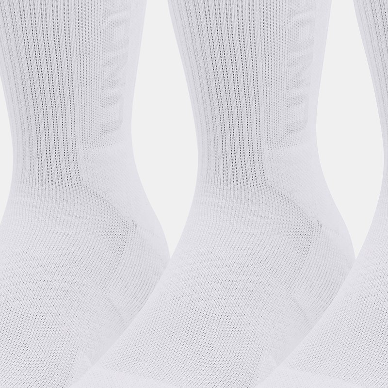 Lot de 3 paires de chaussettes mi-hautes Under Armour 3-Maker unisexes Blanc / Blanc / Mod Gris XL
