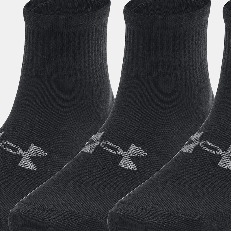 Kids'  Under Armour  Essential 3-Pack Q Under Armour rter Socks Black / Black / Pitch Gray M