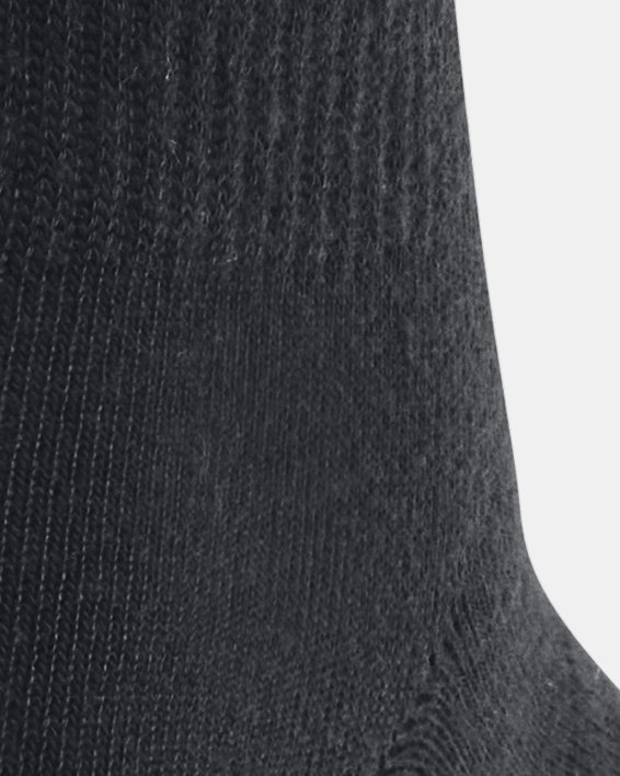 Kids' UA Essential 3-Pack Quarter Socks in Black image number 2