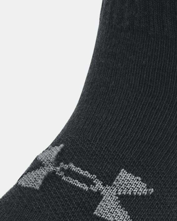 Kids' UA Essential 3-Pack Quarter Socks in Black image number 1