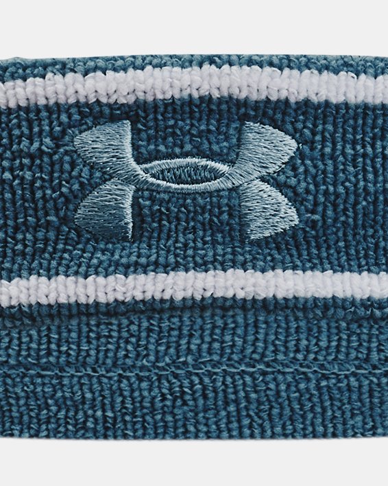 Unisex UA Striped Performance Terry Headband in Blue image number 0