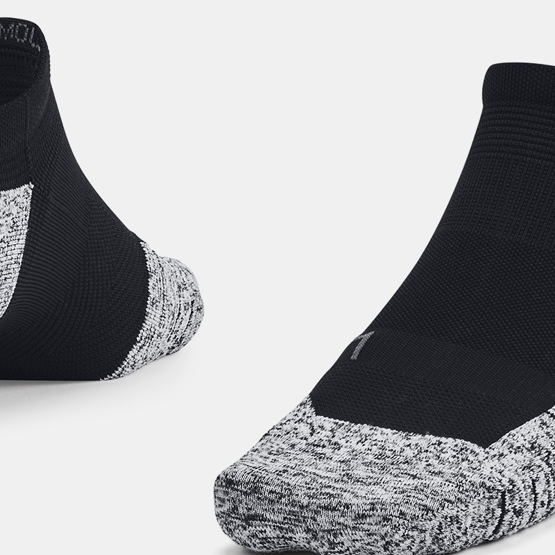 Unisex sokken Under Armour ArmourDry™ Run Cushion No Show Tab Zwart / Pitch Grijs / Reflecterend S