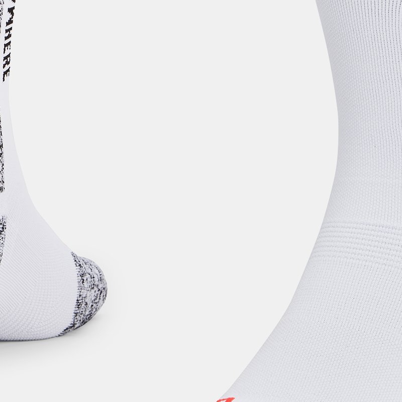 Unisex Under Armour ArmourDry™ Run Cushion Mid-Crew Socks White / Black / Reflective L