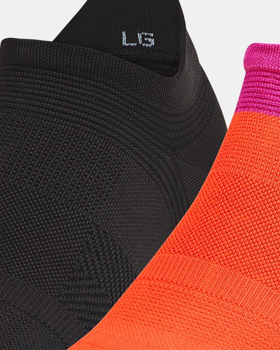 Unisex UA ArmourDry™ Run Lite 2-Pack No Show Tab Socks in Orange image number 0