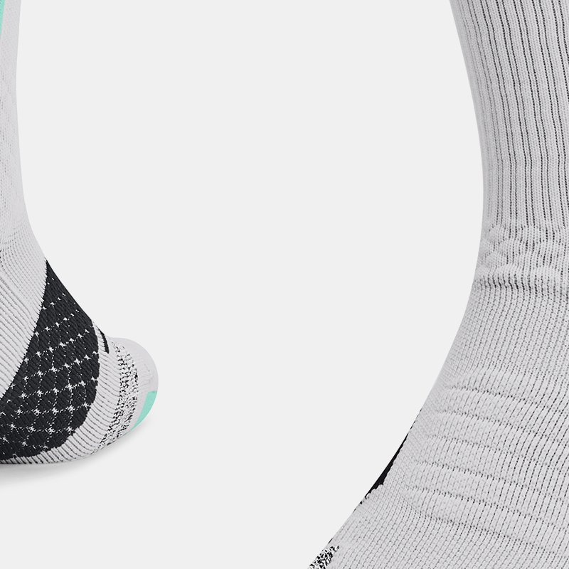 Under Armour Unisex Curry ArmourDry™ Playmaker Mid-Crew Socks Halo Gray / Neo Turquoise / Black L