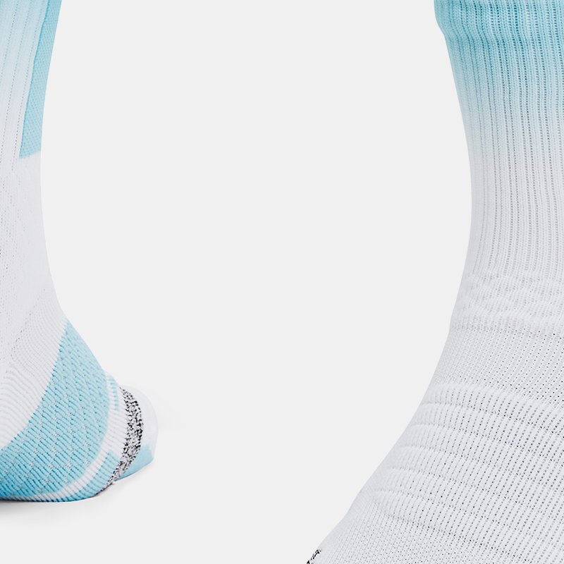 Under Armour Unisex Curry ArmourDry™ Playmaker Mid-Crew Socks White / Sky Blue / Sky Blue L