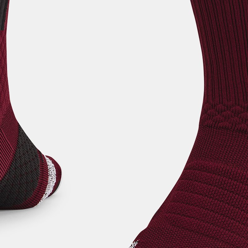 Under Armour Unisex Curry ArmourDry™ Playmaker Mid-Crew Socks Deep Red / Black / Metallic Silver XL