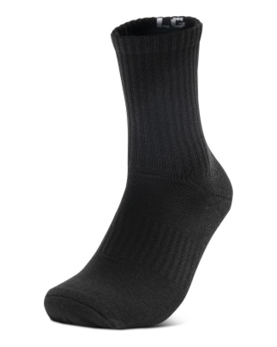 ถุงเท้าข้อสูงปานกลาง UA Core ยูนิเซ็กส์ แพ็ก 3 คู่ in Black image number 1