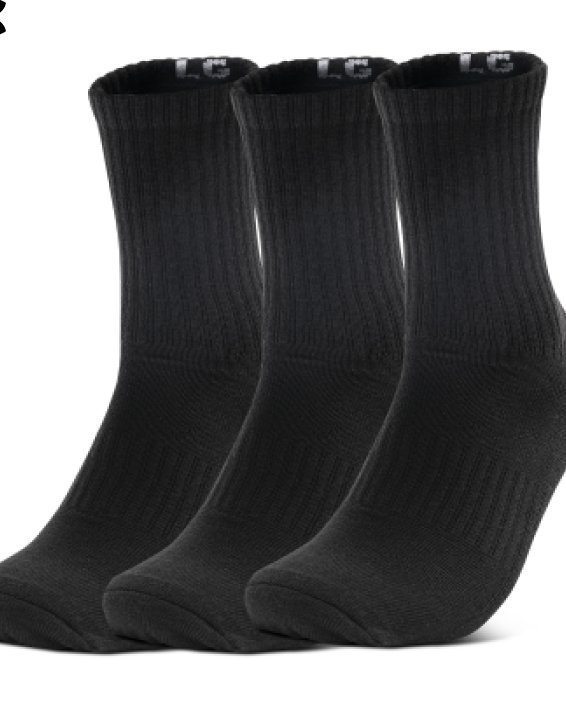 Unisex UA Core 3-Pack Mid-Crew Socks in Black image number 0