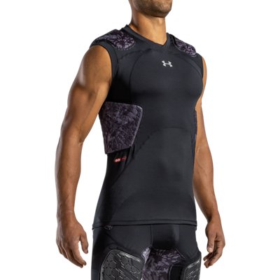 Gameday Armour Pro 5-Pad Top - Compression Shirt With Hex Padding For Sports, Fitness, Black/Mojo Pink - View #2