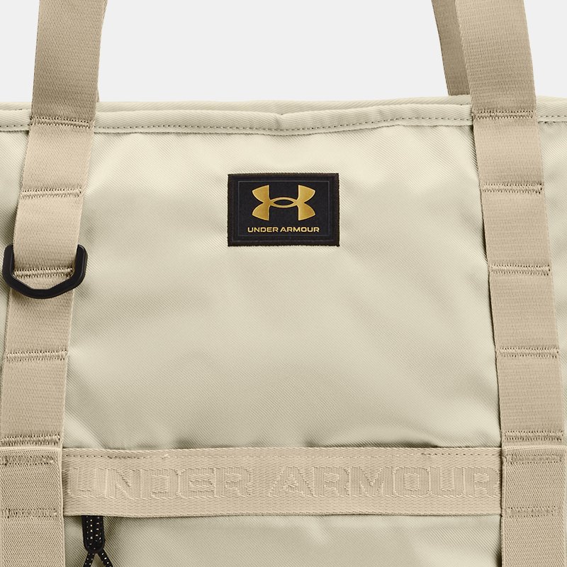 Women's Under Armour Essentials Tote Backpack Silt / Khaki Base / Metallic Gold One Size