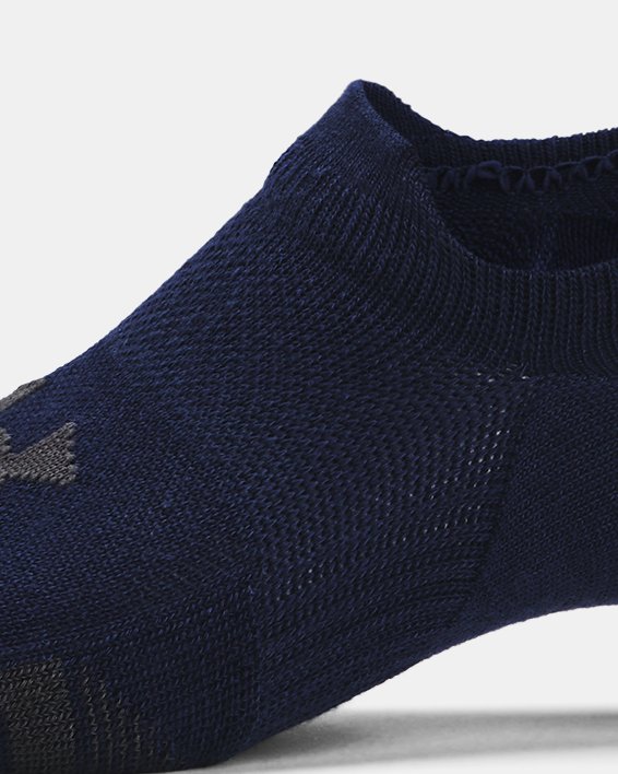 Unisex UA Performance Tech 3-Pack Ultra Low Tab Socks in Blue image number 3