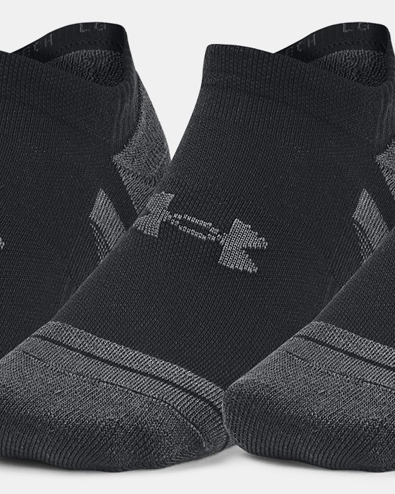 Unisex UA Performance Tech 3-Pack No Show Socks in Black image number 0