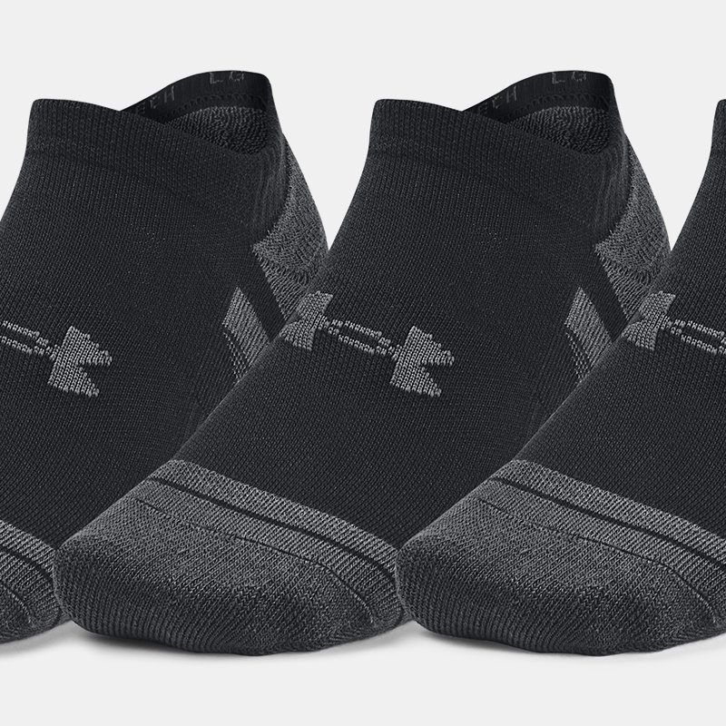 Lot de 3 paires de chaussettes invisibles Under Armour Performance Tech unisexes Noir / Noir / Jet Gris XL