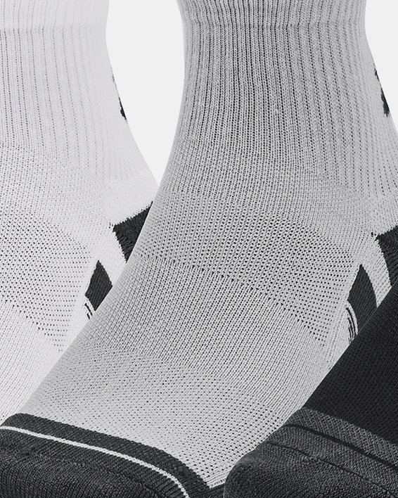 Unisex UA Performance Tech 3-Pack Quarter Socks, Gray, pdpMainDesktop image number 0