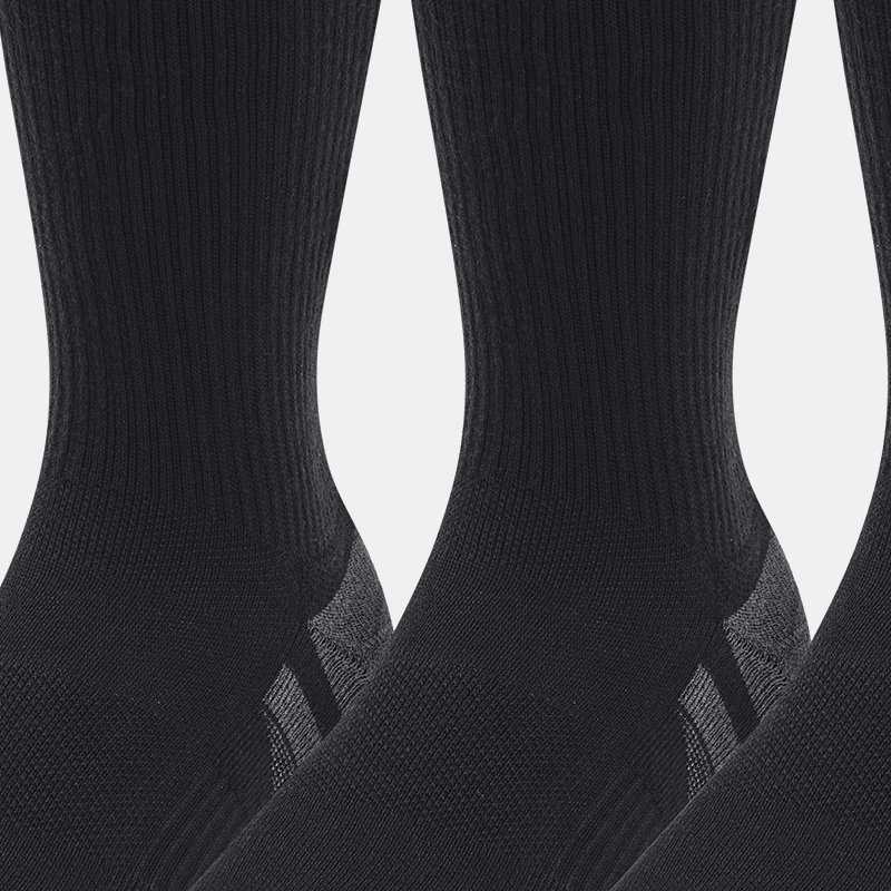 Unisex Under Armour Performance Tech Crew sokken – 3 paar Zwart / Zwart / Jet Grijs XL